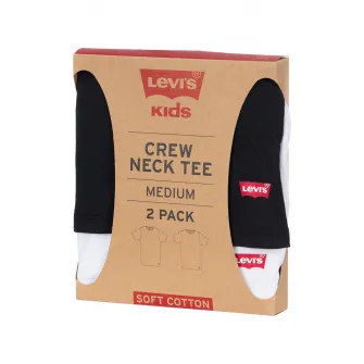 Levi's, Set de tricouri cu decolteu la baza gatului - 2 piese, Negru, Alb, 132-147 CM