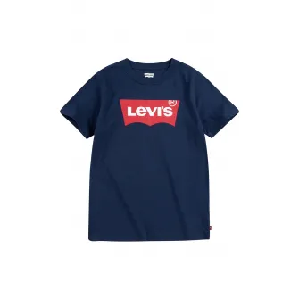 Levi's, Tricou cu decolteu la baza gatului si imprimeu logo, Rosu, Bleumarin, 68 CM