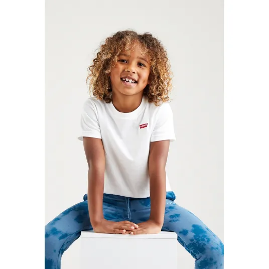 Levi's, Tricou cu decolteu la baza gatului si logo, Rosu, Alb, 116 CM