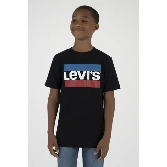 Levi's, Tricou cu imprimeu logo, Rosu, Negru, Albastru, 140 CM