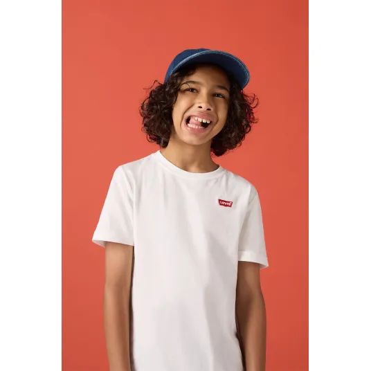 Levi's, Tricou din amestec de bumbac cu logo, Rosu, Alb, 152 CM