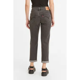 Levis, Blugi boyfriend cu talie medie, Gri inchis, W25-L30