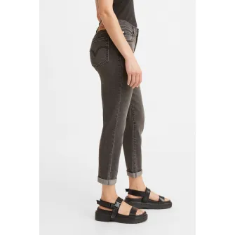 Levis, Blugi boyfriend cu talie medie, Gri inchis, W25-L30
