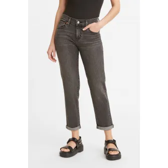 Levis, Blugi boyfriend cu talie medie, Gri inchis, W28-L30