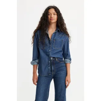 Levis, Camasa lejera din denim cu buzunare aplicate Teodora, Bleumarin, S