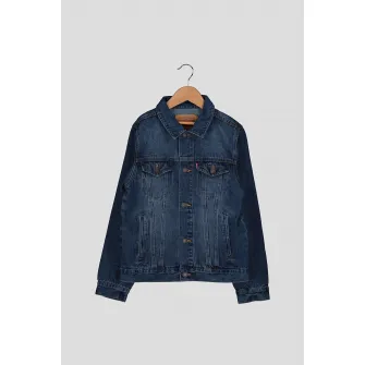 Levis, Jacheta din denim, Alb optic, Bleumarin, 152 CM