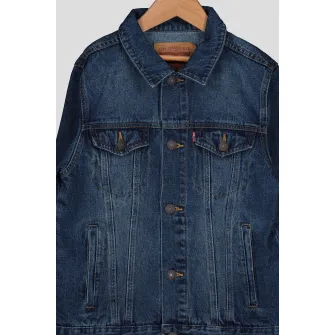 Levis, Jacheta din denim, Alb optic, Bleumarin, 152 CM