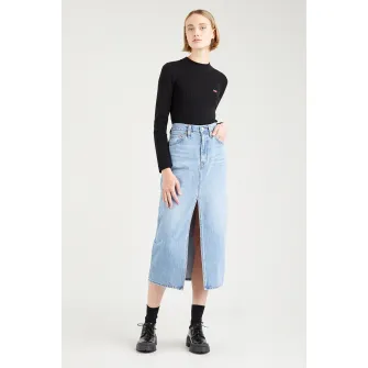 Levis, Pulover striat cu decolteu la baza gatului, Negru, S