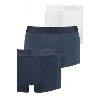 Levis, Set de boxeri cu banda logo in talie - 3 perechi, Alb, Bleumarin stins, Bleumarin, S