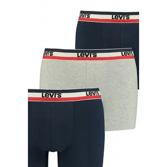 Levis, Set de boxeri din amestec de bumbac organic - 3 perechi, Gri deschis melange, Bleumarin, S
