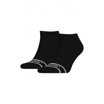 Levis, Set de sosete unisex pana la glezna din amestec de bumbac organic - 2 perechi, Negru, Alb, 39-42