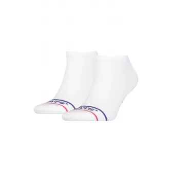 Levis, Set de sosete unisex pana la glezna din amestec de bumbac organic - 2 perechi, Albastru royal, Alb optic, 39-42