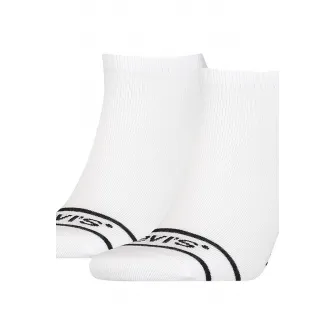 Levis, Set de sosete unisex pana la glezna din amestec de bumbac organic - 2 perechi, Negru, Alb optic, 43-46