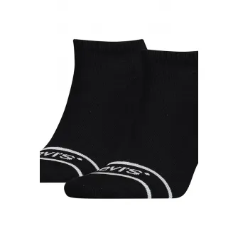 Levis, Set de sosete unisex pana la glezna din amestec de bumbac organic - 2 perechi, Negru, Alb, 39-42
