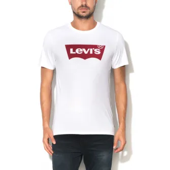 Levis, Tricou alb cu imprimeu logo, Alb, M