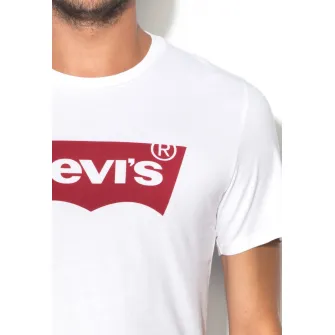 Levis, Tricou alb cu imprimeu logo, Alb, XL