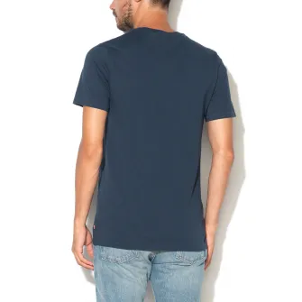 Levis, Tricou bleumarin inchis cu decolteu la baza gatului cu logo, Albastru marin, M