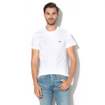 Levis, Tricou din bumbac cu logo brodat, Alb, M
