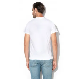 Levis, Tricou din bumbac cu logo brodat, Alb, M