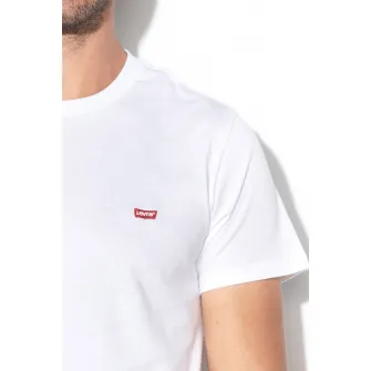 Levis, Tricou din bumbac cu logo brodat, Alb, M