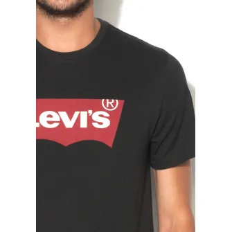 Levis, Tricou negru cu imprimeu logo, Negru, M