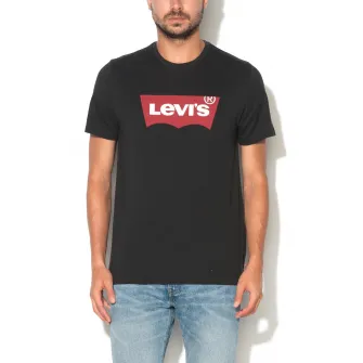 Levis, Tricou negru cu imprimeu logo, Negru, S