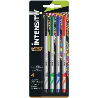 Linere BIC Intensity Medium, 0.8 mm, diverse culori, blister 4 bucati
