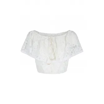 LingaDore, Bluza crop din dantela, pentru plaja, Alb murdar, 40