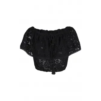 LingaDore, Bluza crop din dantela, pentru plaja, Negru, 42