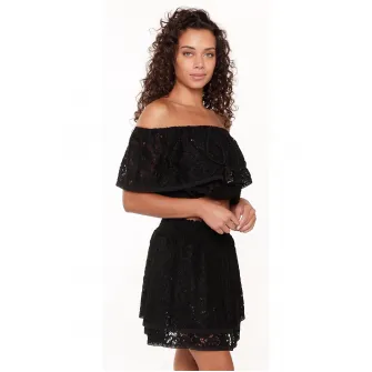 LingaDore, Bluza crop din dantela, pentru plaja, Negru, 42
