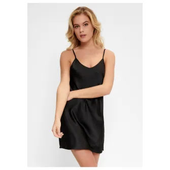 LingaDore, Camasa de noapte de satin cu bretele ajustabile 30057, Negru, 3XL