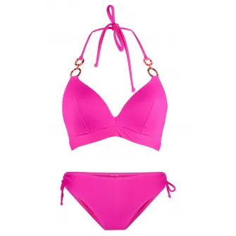 LingaDore, Costum de baie halter, din doua piese, Fucsia, 85D