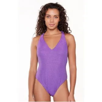 LingaDore, Costum de baie intreg cu aspect stralucitor, Violet, 36