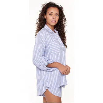 LingaDore, Pijama in dungi cu maneci ajustabile, Alb, Albastru, 3XL