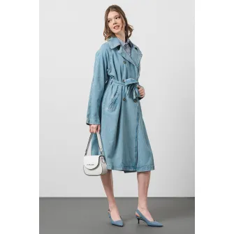 Liu Jo, Pardesiu de denim cu maneci raglan, Albastru deschis, 44