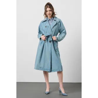Liu Jo, Pardesiu de denim cu maneci raglan, Albastru deschis, 44