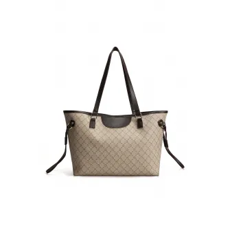 Lucky Bees, Geanta tote cu model logo, Caprui, Bej