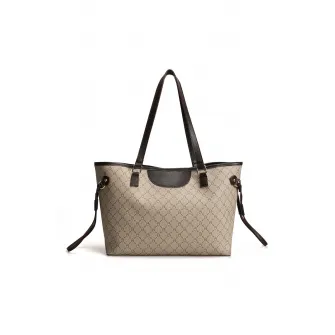 Lucky Bees, Geanta tote cu model logo, Caprui, Bej