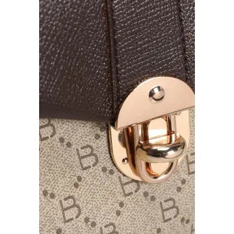 Lucky Bees, Rucsac cu model monograma, Maro inchis, Maro nisip