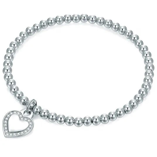 Lulu & Jane, Bratara cu talisman in forma de inima, Argintiu