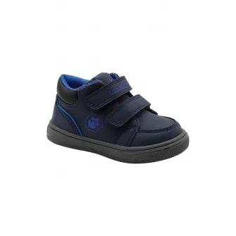 Lumberjack, Pantofi sport de piele ecologica cu velcro, Albastru marin, 20 EU