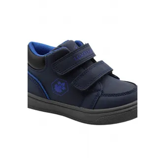 Lumberjack, Pantofi sport de piele ecologica cu velcro, Albastru marin, 20 EU