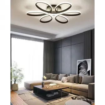 Lustra LED Circle Design Magelis Negru, SLC Selino Concept cu telecomanda, lumina calda, neutra, rece si intensitate reglabila, 72-144W
