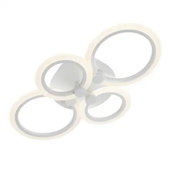 Lustra LED integrat SLC Selino Concept Rondo 2+2, 36-72W, cu aplicatie telefon, telecomanda, lumina calda/neutra/rece, intensitate reglabila, 56 cm, Alb