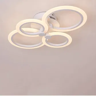 Lustra LED integrat SLC Selino Concept Rondo 2+2, 36-72W, cu aplicatie telefon, telecomanda, lumina calda/neutra/rece, intensitate reglabila, 56 cm, Alb
