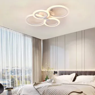 Lustra LED integrat SLC Selino Concept Rondo 2+2, 36-72W, cu aplicatie telefon, telecomanda, lumina calda/neutra/rece, intensitate reglabila, 56 cm, Alb
