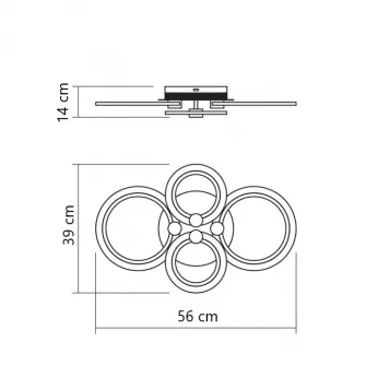 Lustra LED integrat SLC Selino Concept Rondo 2+2, 36-72W, cu aplicatie telefon, telecomanda, lumina calda/neutra/rece, intensitate reglabila, 56 cm, Alb