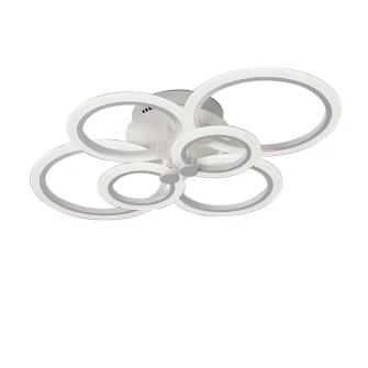 Lustra LED integrat SLC Selino Concept Rondo 2x3, 66-132W, cu aplicatie telefon, telecomanda, lumina calda/neutra/rece, intensitate reglabila, 80 cm, Alb