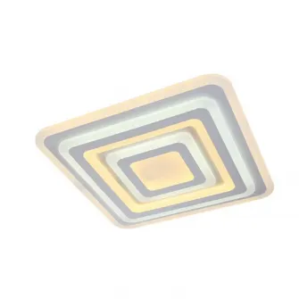 Lustra LED integrat SLC Selino Concept Square, 88-176W, cu aplicatie telefon, telecomanda, lumina calda/neutra/rece, intensitate reglabila, 66 cm, Alb