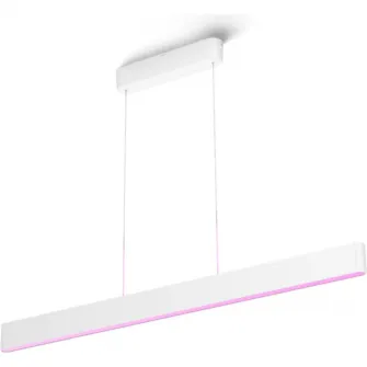 Lustra LED RGB inteligenta Philips Hue Ensis, Bluetooth, 79W (175W), 5500 lm, lumina alba si colorata, 129.8 cm, Metal, Alb